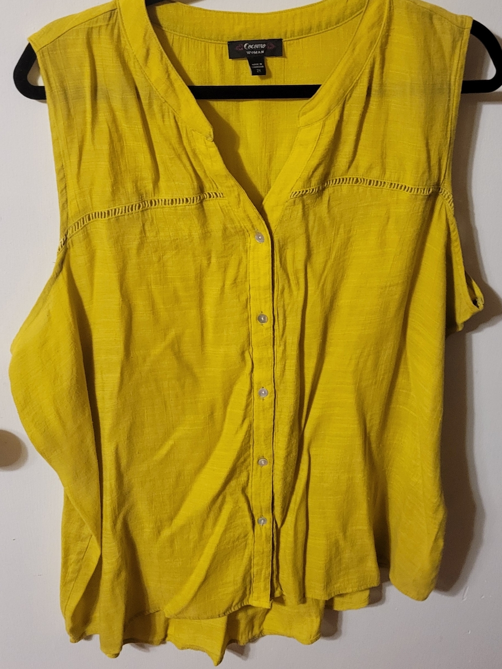 Cocomo Bright Yellow Sleeveless Button-Front Blouse